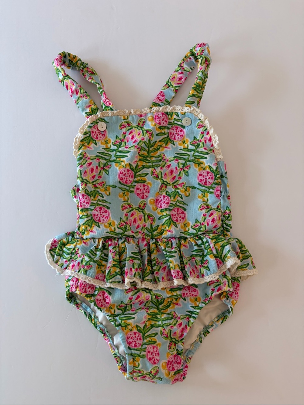 Cecil And Lou Girls Floral Swimsuit One Piece Size 4T Vintage Inspired
